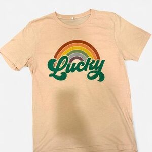 Retro Lucky Rainbow Graphic T-Shirt